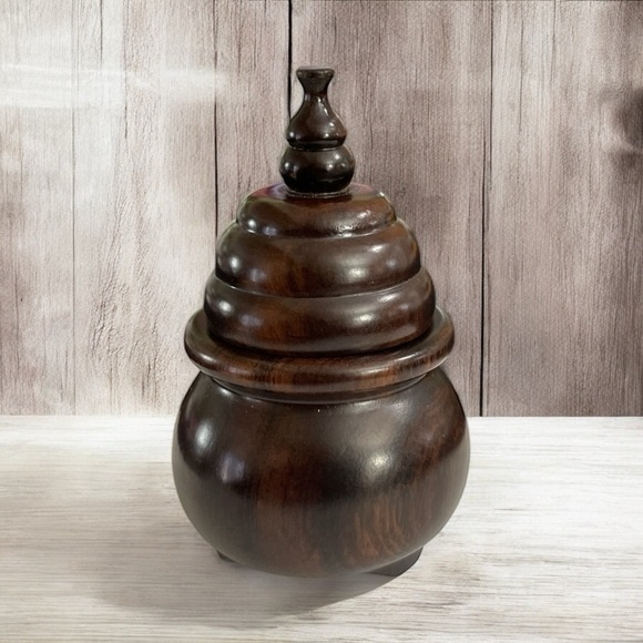 Mozambican Other - African Ebony Wood Vessel | Handcrafted by Mozambican Artisans, storage vessel